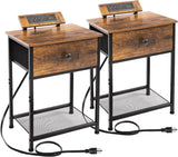 Nightstands Set of 2, Small Night Stands with