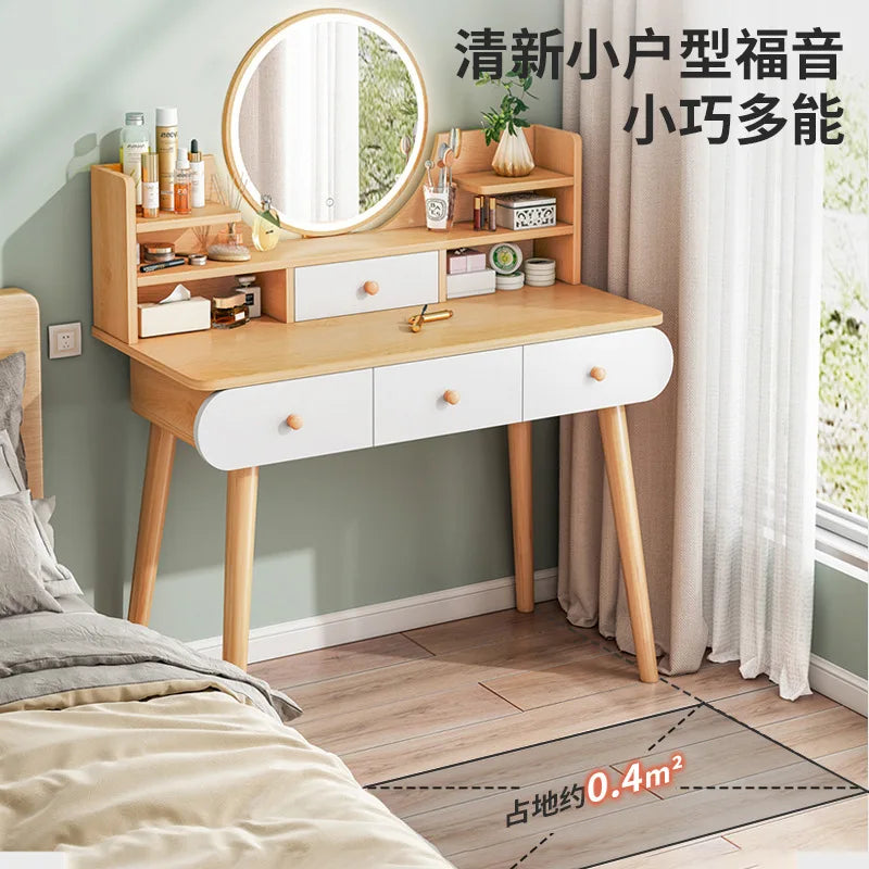 Nordic Dressing Table with Makeup Mirror Simple Bedroom