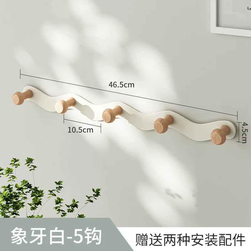 Nordic Wooden Coat Hanger Wall Hooks Home Hotel