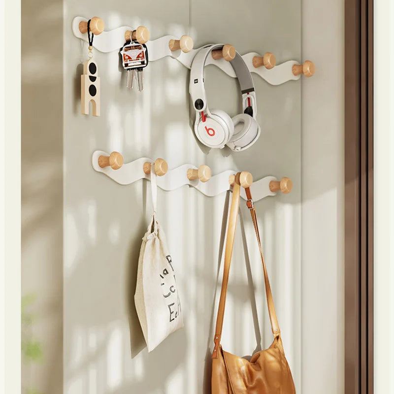 Nordic Wooden Coat Hanger Wall Hooks Home Hotel