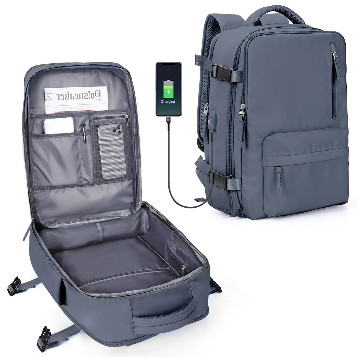 Nylon Backpack Business Travel Backpack with USB Port