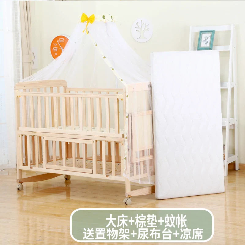 Zhitong Crib Solid Wood Paint-Free Multifunctional Bassinet Babies'