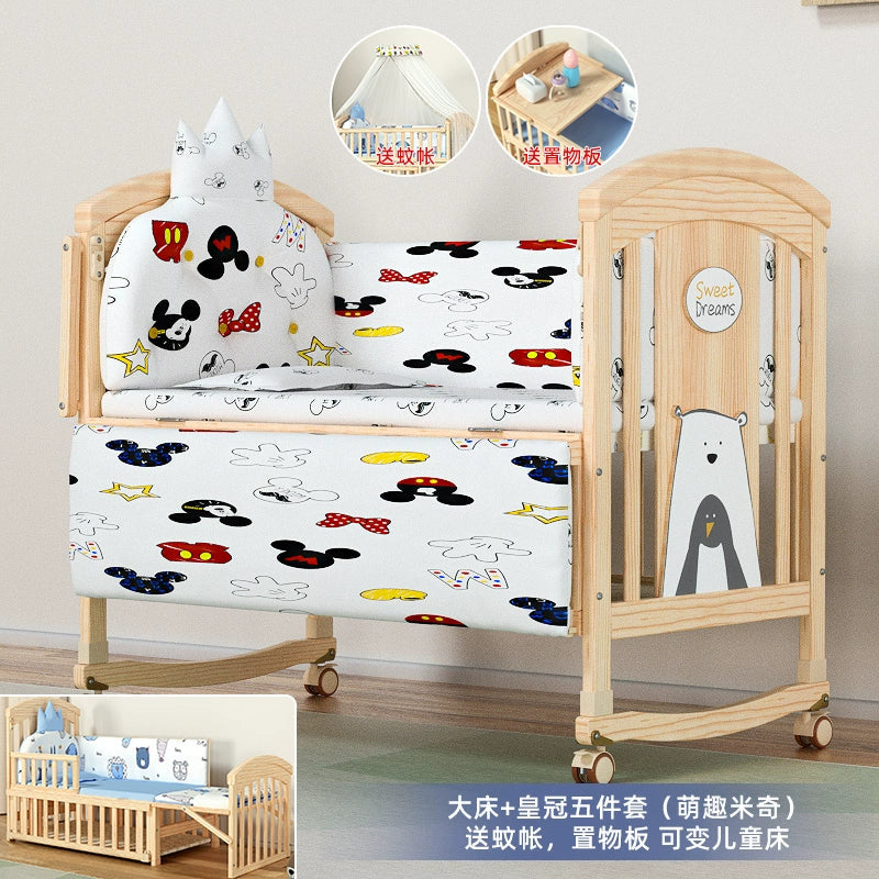 Nanjiren Crib Solid Wood Paint-Free Multifunctional Baby BB