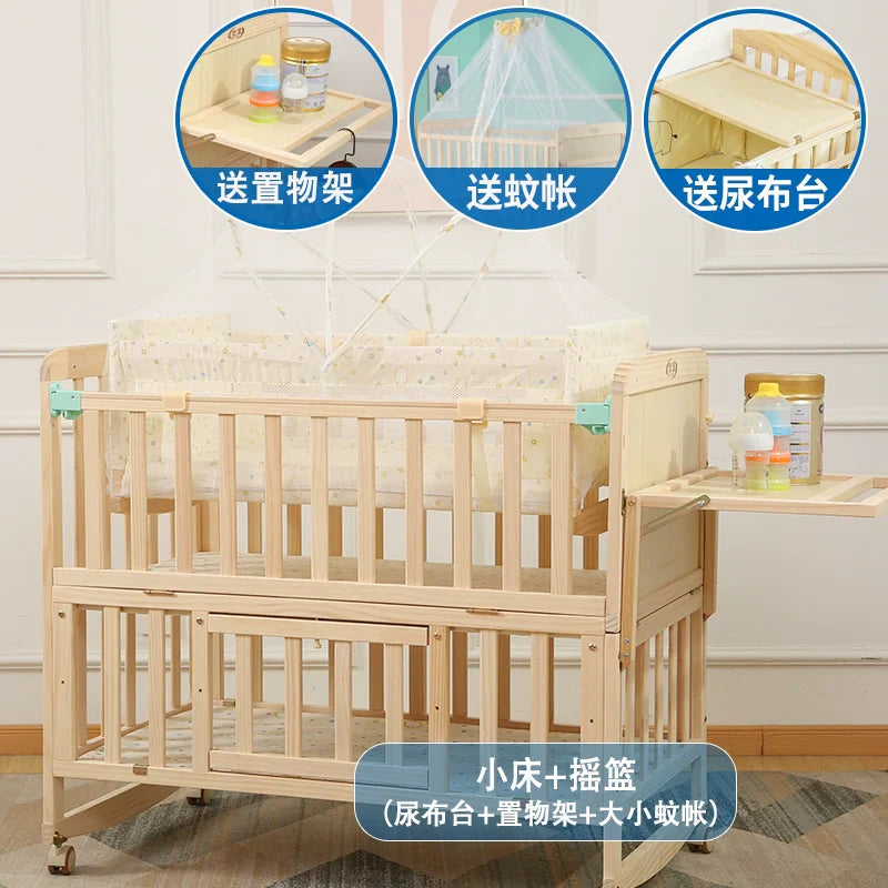 Zhitong Pine Crib Solid Wood Paint-Free Children's Bed