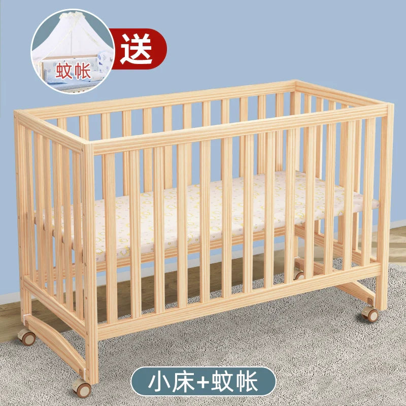 GNMN Crib Solid Wood Paint-Free Patchwork Big Bed