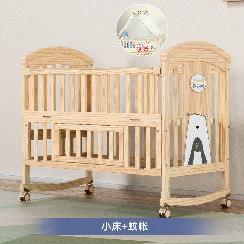 Nanjiren Crib Solid Wood Paint-Free Multifunctional Baby BB