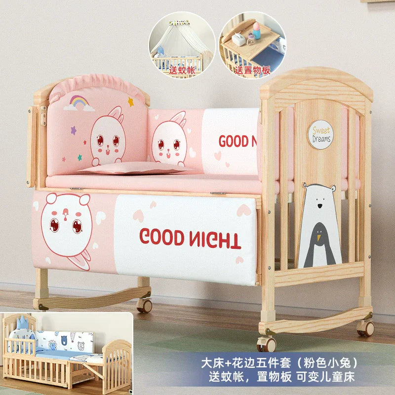 Nanjiren Crib Solid Wood Paint-Free Multifunctional Baby BB