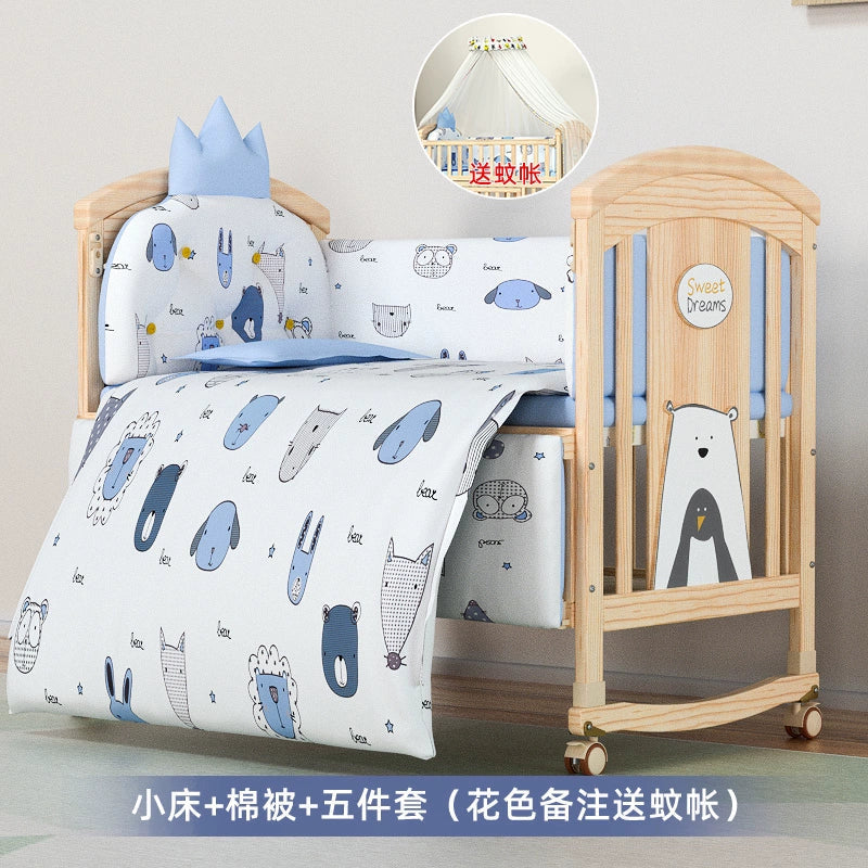 Nanjiren Crib Solid Wood Paint-Free Multifunctional Baby BB