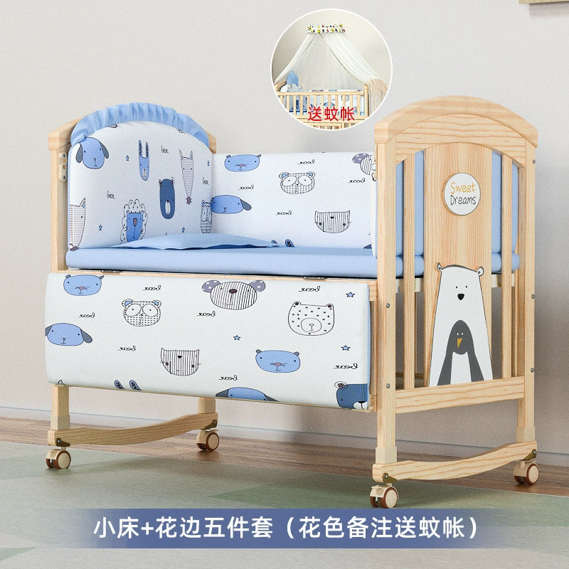 Nanjiren Crib Solid Wood Paint-Free Multifunctional Baby BB