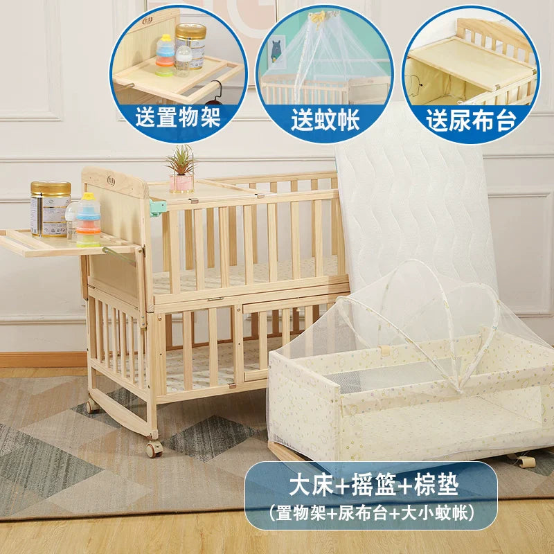 Zhitong Pine Crib Solid Wood Paint-Free Children's Bed