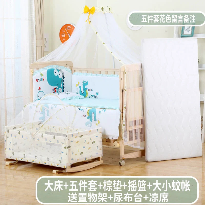 Zhitong Crib Solid Wood Paint-Free Multifunctional Bassinet Babies'