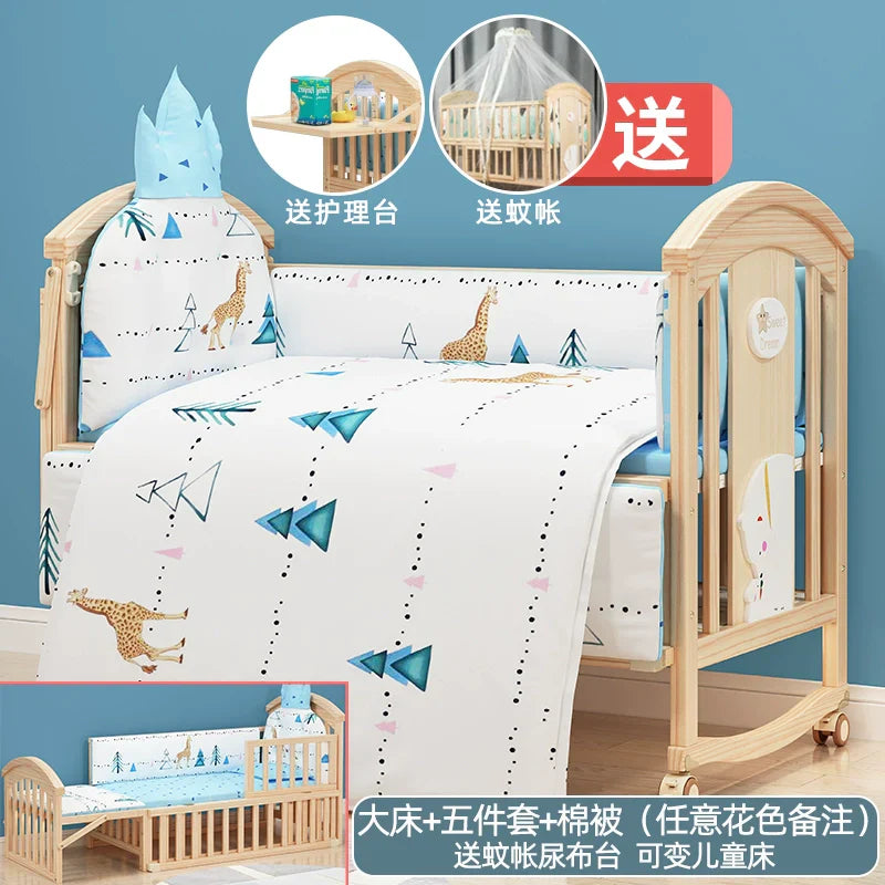 Mu Tongfang Crib Patchwork Large Bed European Mobile