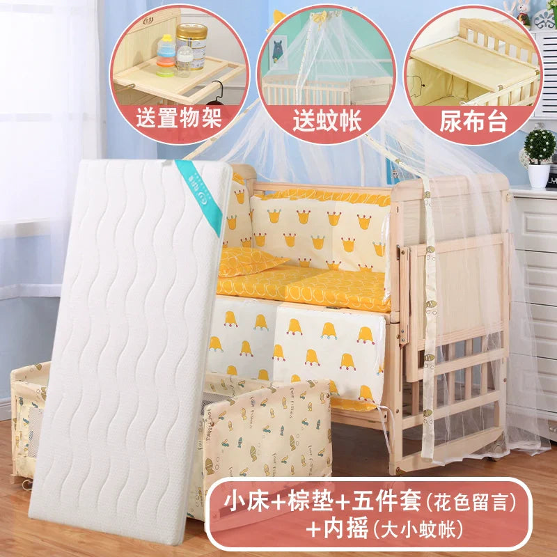 Zhitong Crib Solid Wood Paint-Free Multifunctional Bassinet Babies'