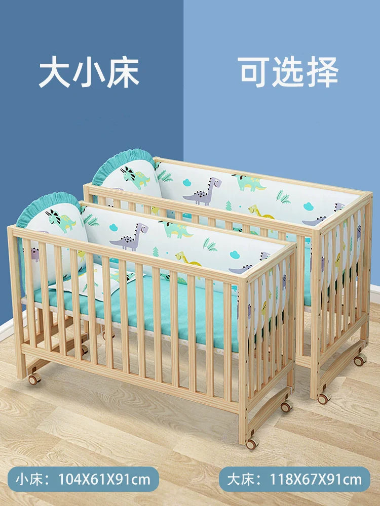 GNMN Crib Solid Wood Paint-Free Patchwork Big Bed