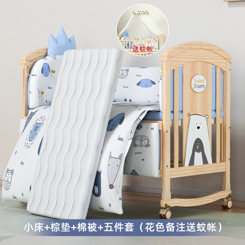 Nanjiren Crib Solid Wood Paint-Free Multifunctional Baby BB