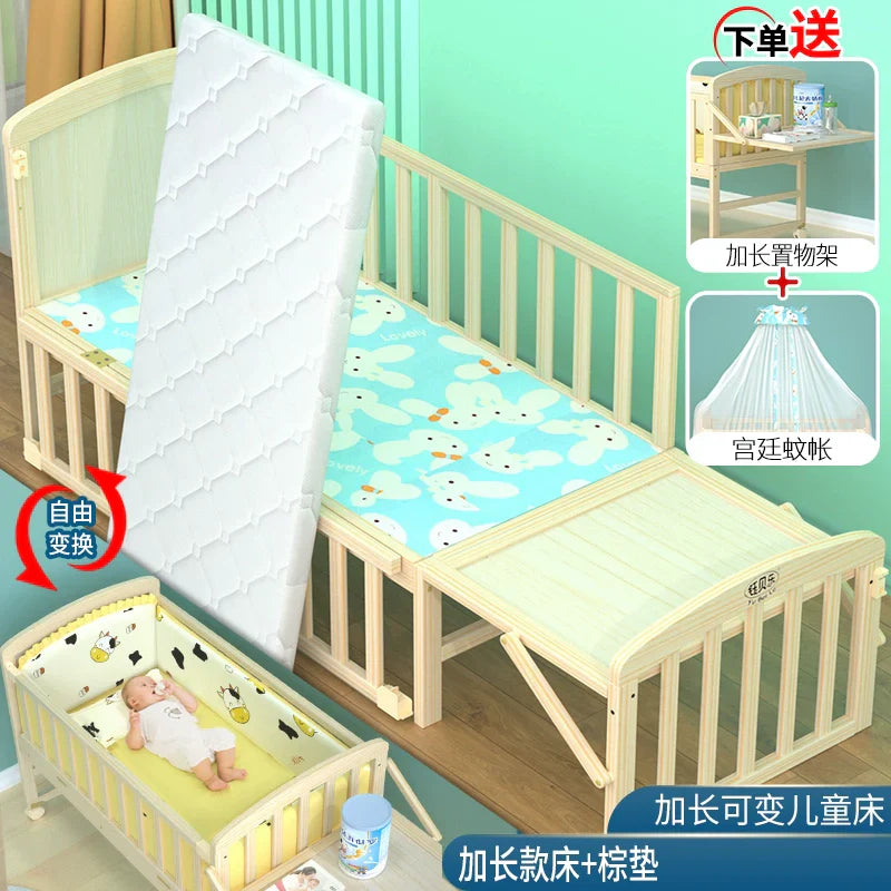 Yubele Crib Solid Wood Unpainted Babies' Bed Children's