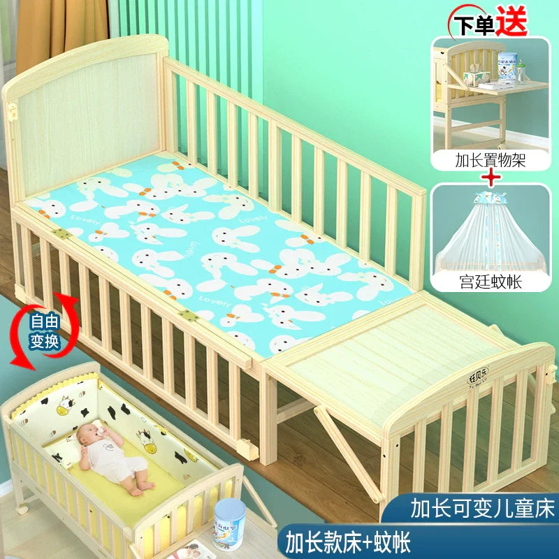 Yubele Crib Solid Wood Unpainted Babies' Bed Children's