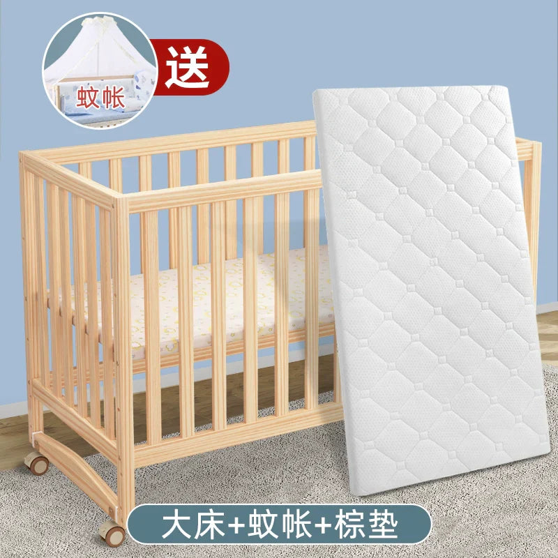 GNMN Crib Solid Wood Paint-Free Patchwork Big Bed