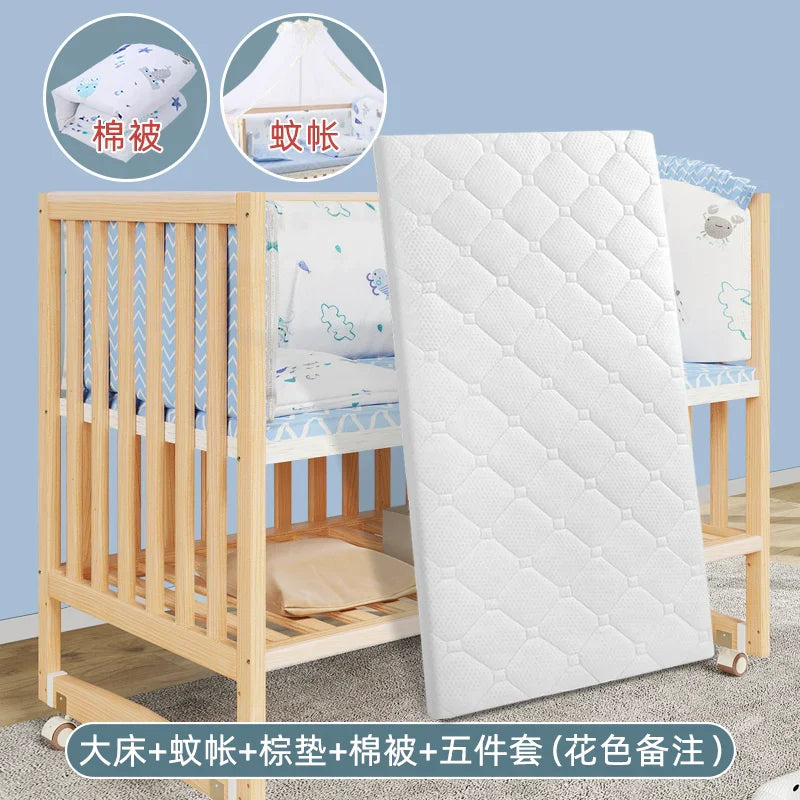 GNMN Crib Solid Wood Paint-Free Patchwork Big Bed