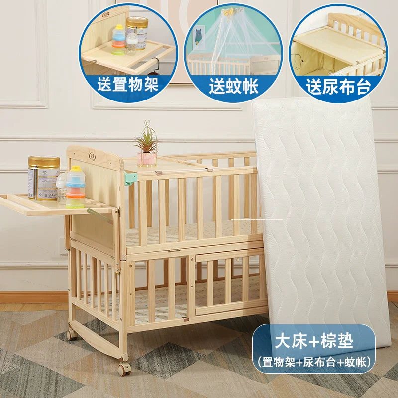 Zhitong Pine Crib Solid Wood Paint-Free Children's Bed