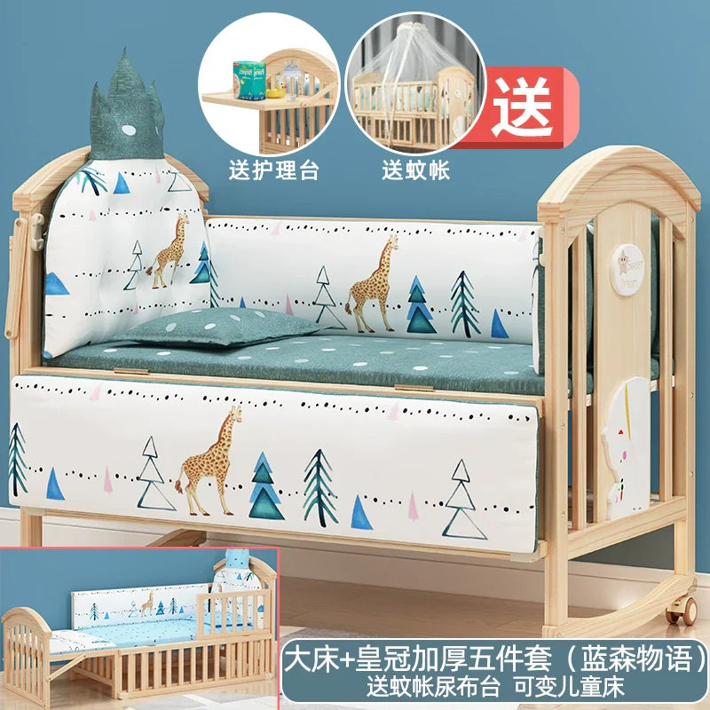 Mu Tongfang Crib Patchwork Large Bed European Mobile