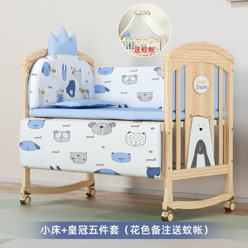 Nanjiren Crib Solid Wood Paint-Free Multifunctional Baby BB