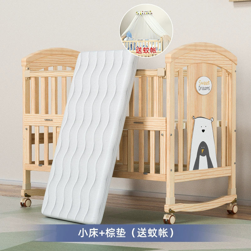 Nanjiren Crib Solid Wood Paint-Free Multifunctional Baby BB