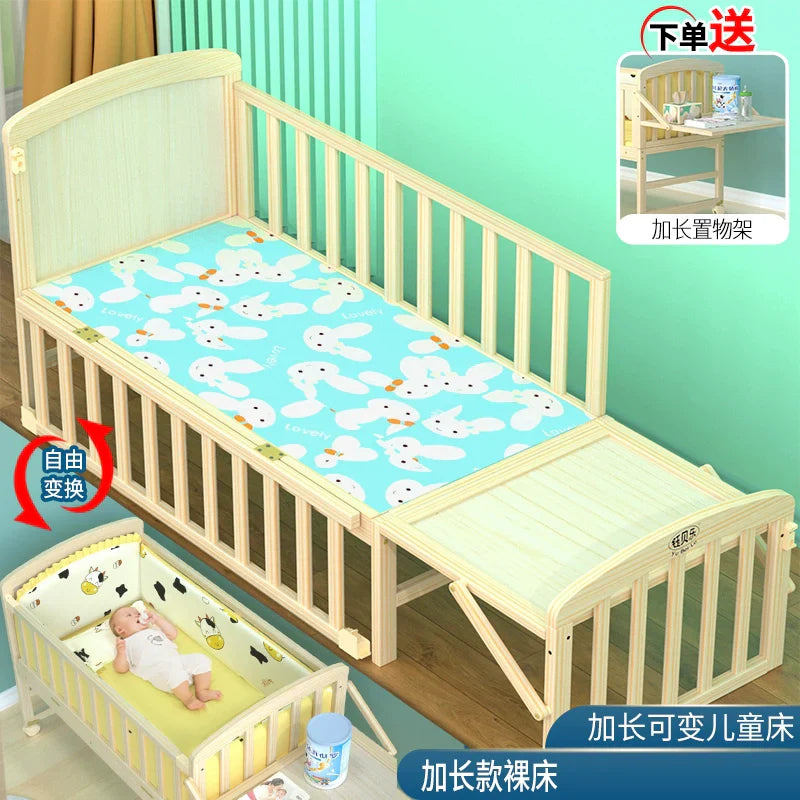 Yubele Crib Solid Wood Unpainted Babies' Bed Children's