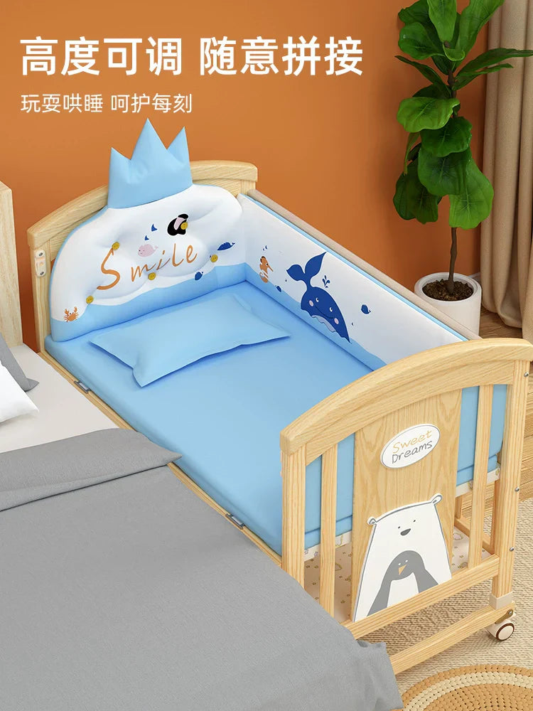 Nanjiren Crib Solid Wood Paint-Free Multifunctional Baby BB