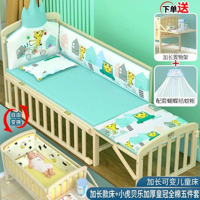 Yubele Crib Solid Wood Unpainted Babies' Bed Children's