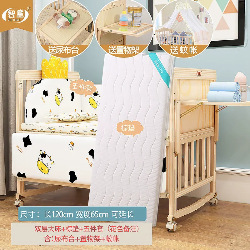 Zhitong Pine Crib Solid Wood Paint-Free Children's Bed