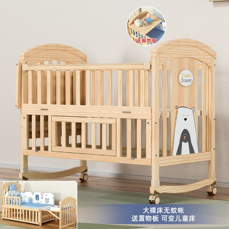 Nanjiren Crib Solid Wood Paint-Free Multifunctional Baby BB