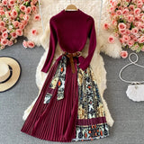 OCEANLOVE Print Vestidos Knitting Vintage Korean 2022 Autumn