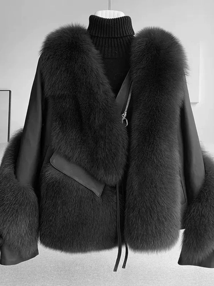 OFTBUY 2022 Real Fur Coat Winter Jacket Women