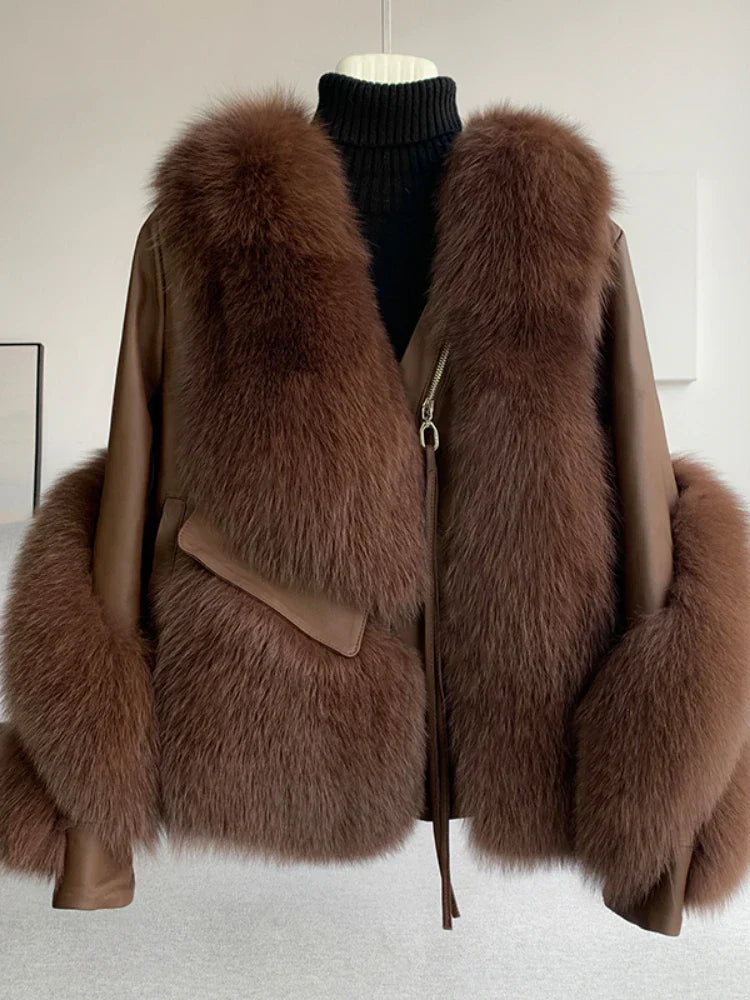 OFTBUY 2022 Real Fur Coat Winter Jacket Women