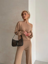 One Shoulder Sexy Knit Two Piece Set Casual