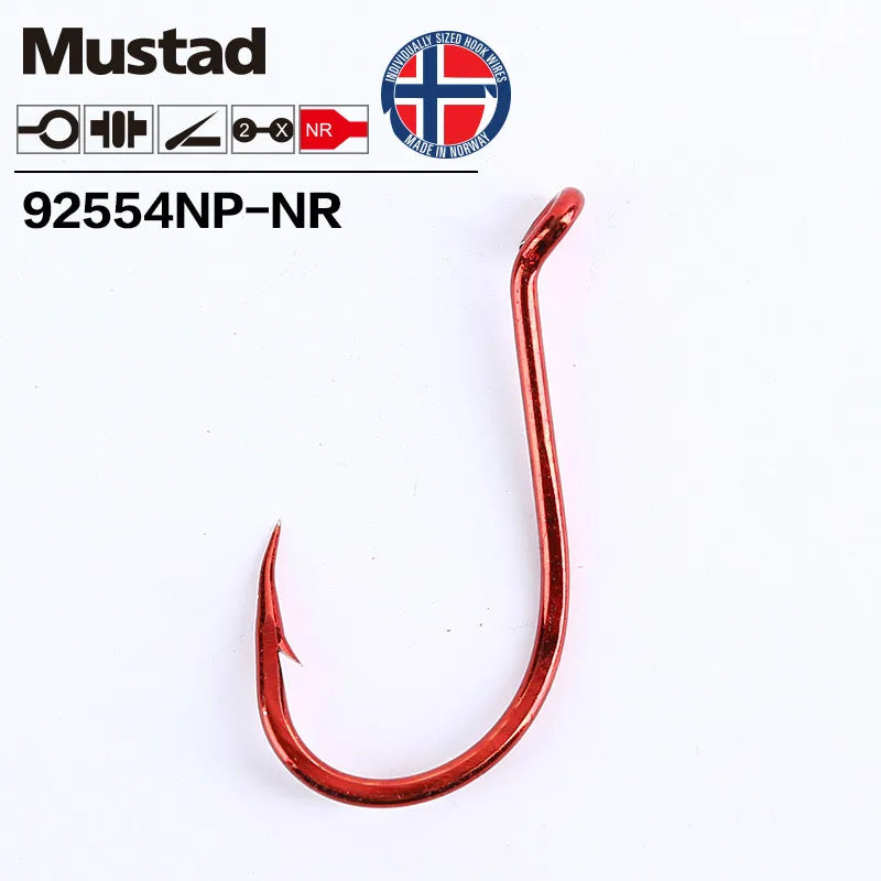 Original Mustad Fishhooks 92554 Olecranon Peche Barbed Fishhook