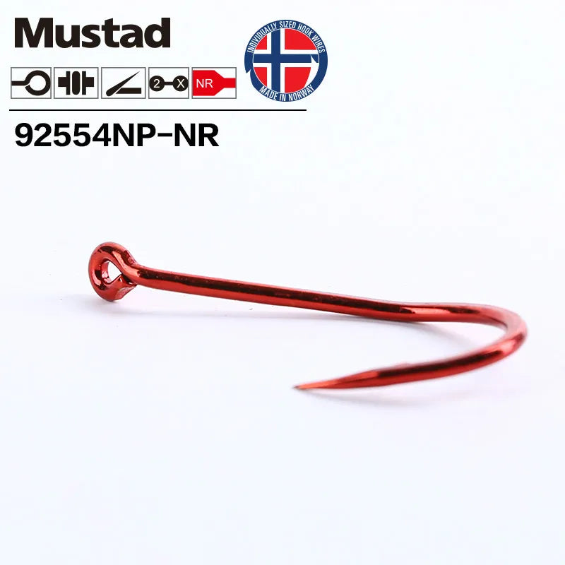 Original Mustad Fishhooks 92554 Olecranon Peche Barbed Fishhook