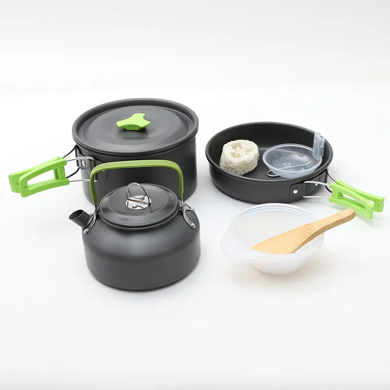 Outdoor Camping Cookware Kit Aluminum Portable Nonstick Cooking