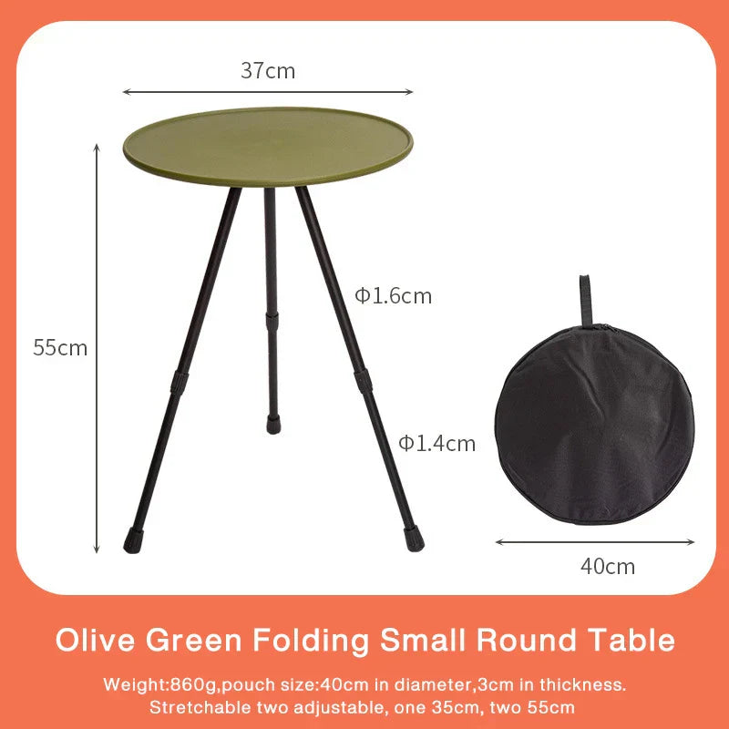 Outdoor Folding Picnic Table Round Camping Table Aluminum