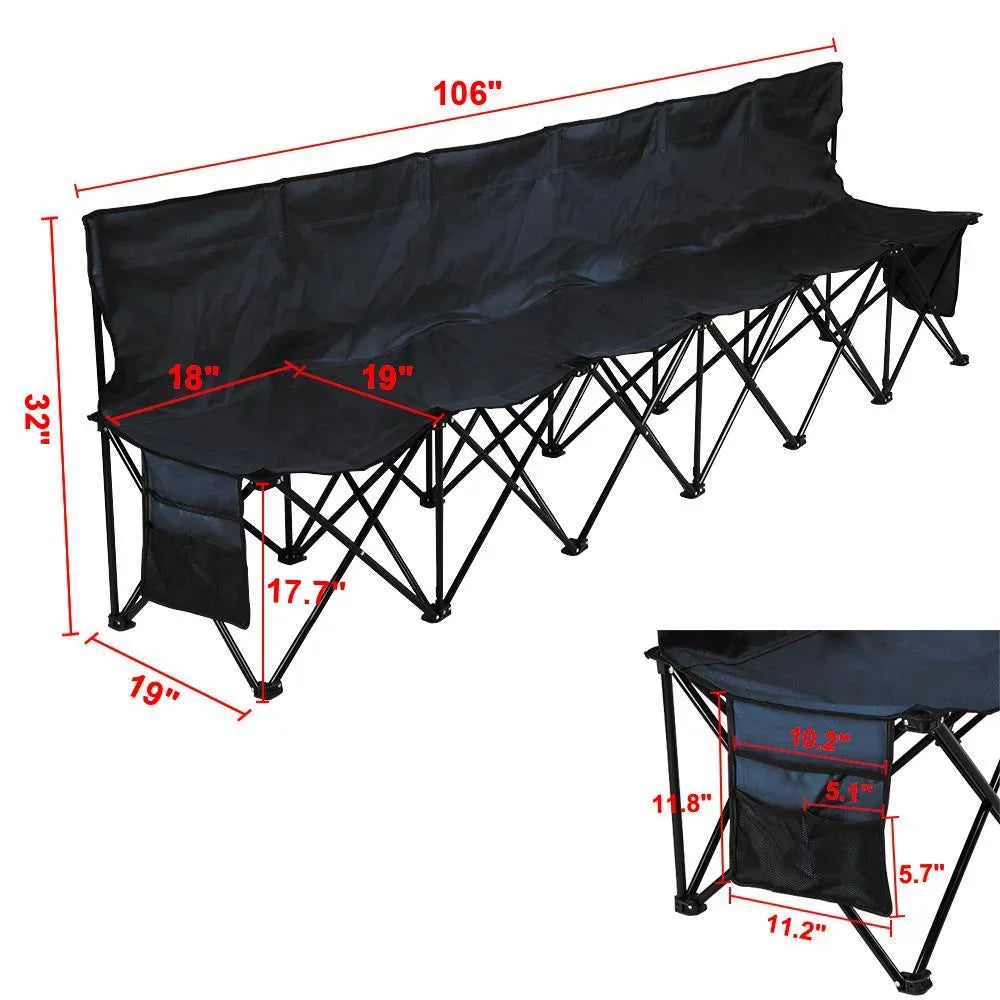 Outdoor Furniture 6 Seats Portable Folding Bench Sports