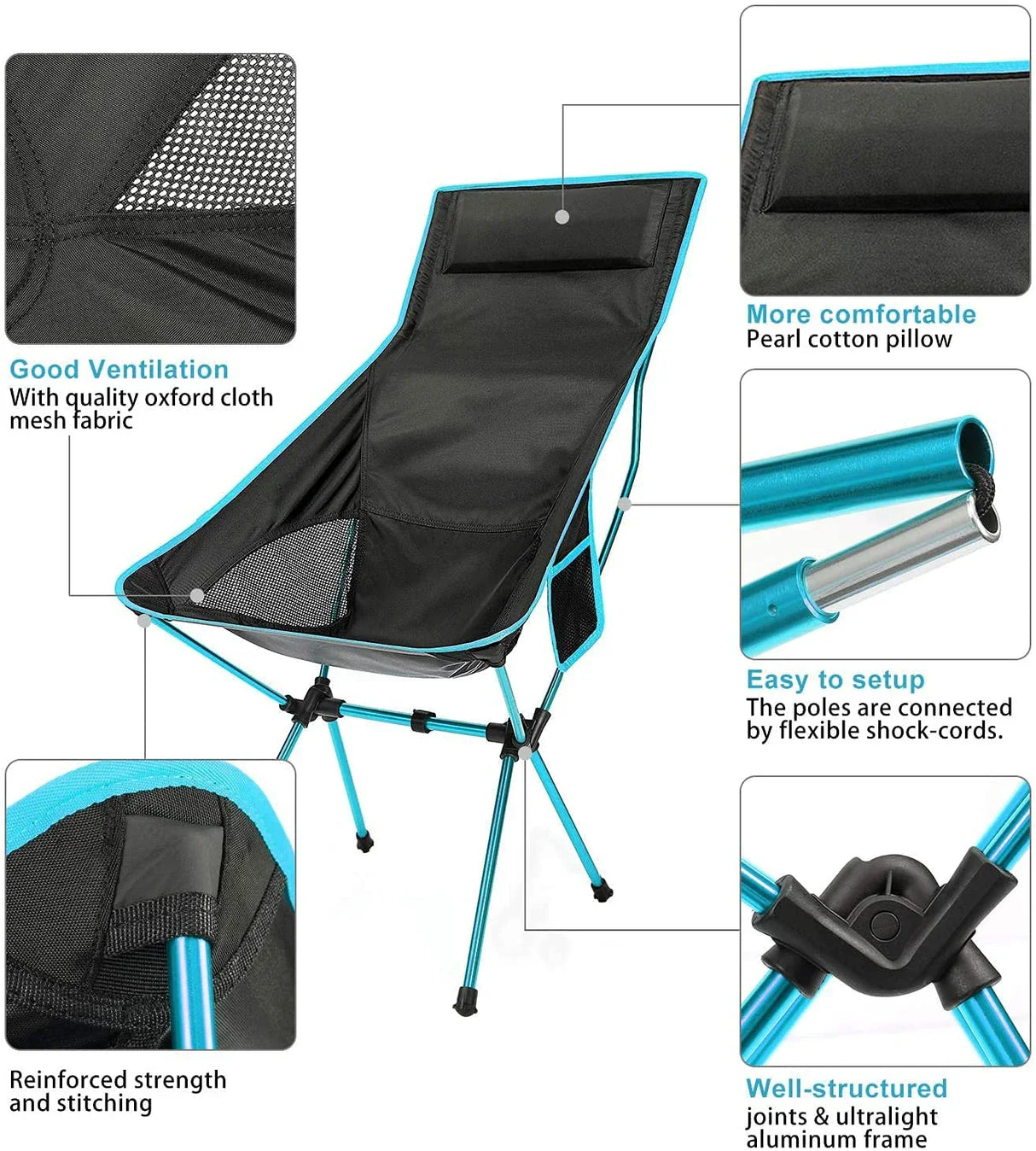 Outdoor Portable Camping Chair Oxford Cloth Folding Lengthen