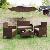 Outdoor Sofa Set of 4 with Soft Cushion