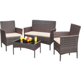 Outdoor Sofa Set of 4 with Soft Cushion