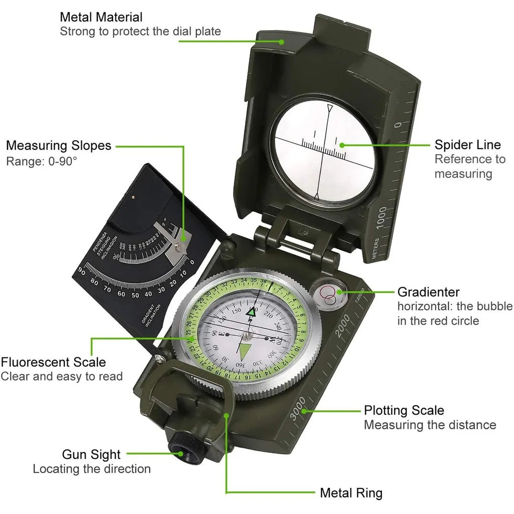 Outdoor Survival Gear Military Compass Camping Hiking Geological