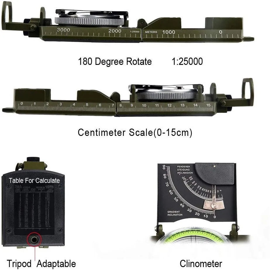 Outdoor Survival Gear Military Compass Camping Hiking Geological