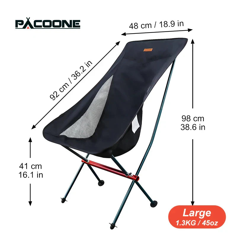 PACOONE Travel Ultralight Folding Chair Detachable Portable Moon