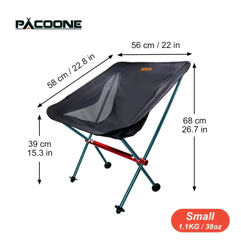 PACOONE Travel Ultralight Folding Chair Detachable Portable Moon