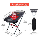 PACOONE Travel Ultralight Folding Chair Detachable Portable Moon