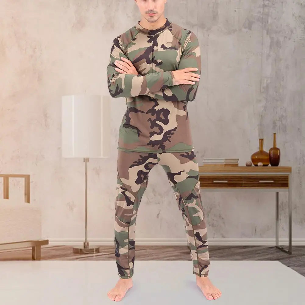 Pajama Sets Men Camouflage Print Long Sleeve Top